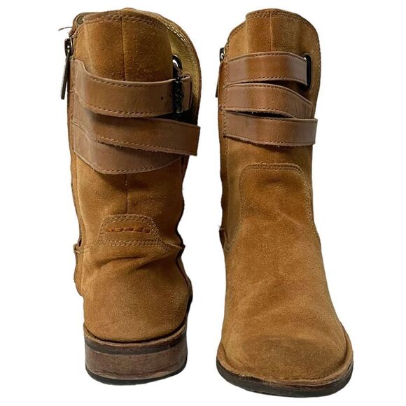 BUSSOLA Sevilla Suede Leather Moto Strap Boots 38 - Picture 3 of 11